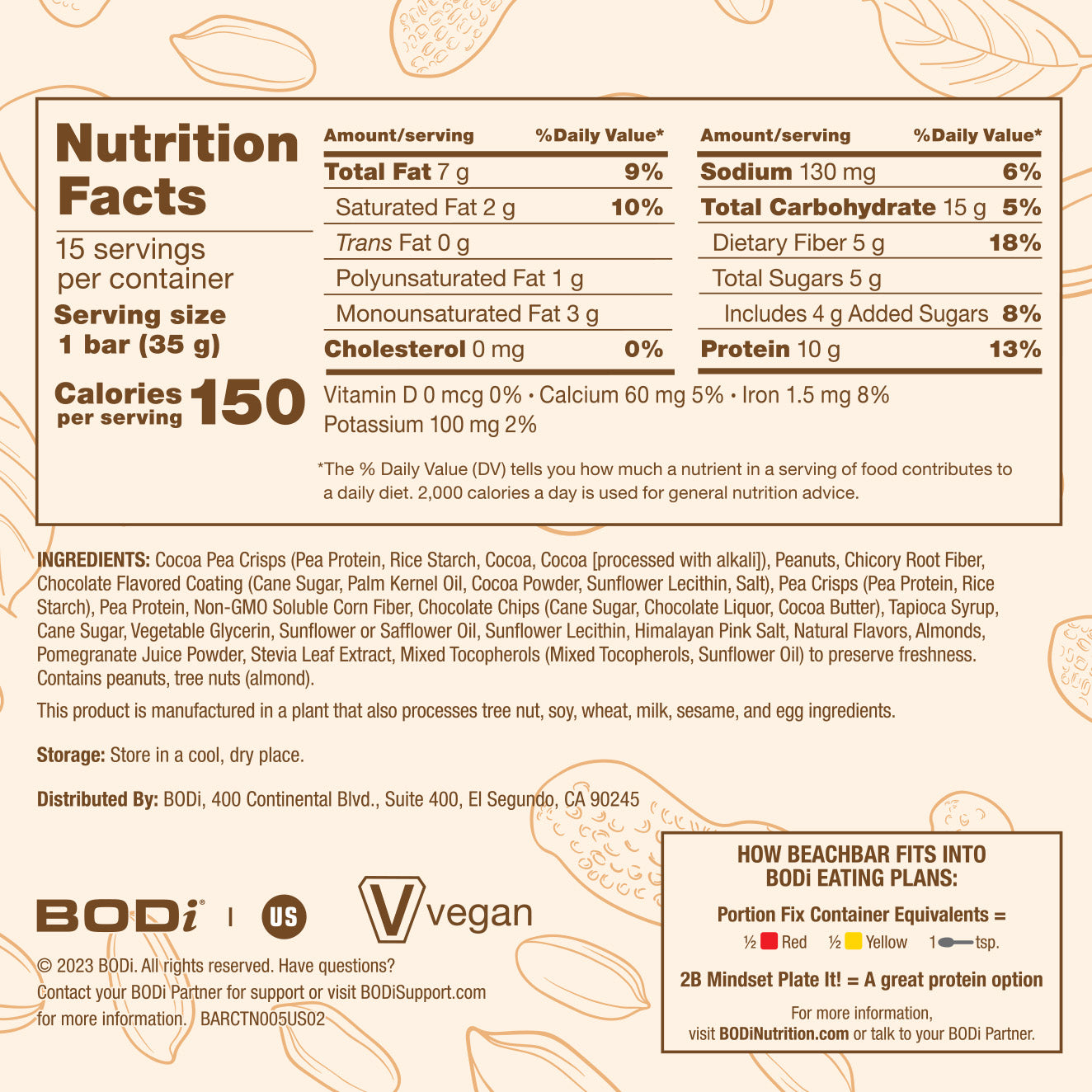 BEACHBAR Peanut Butter supplement facts