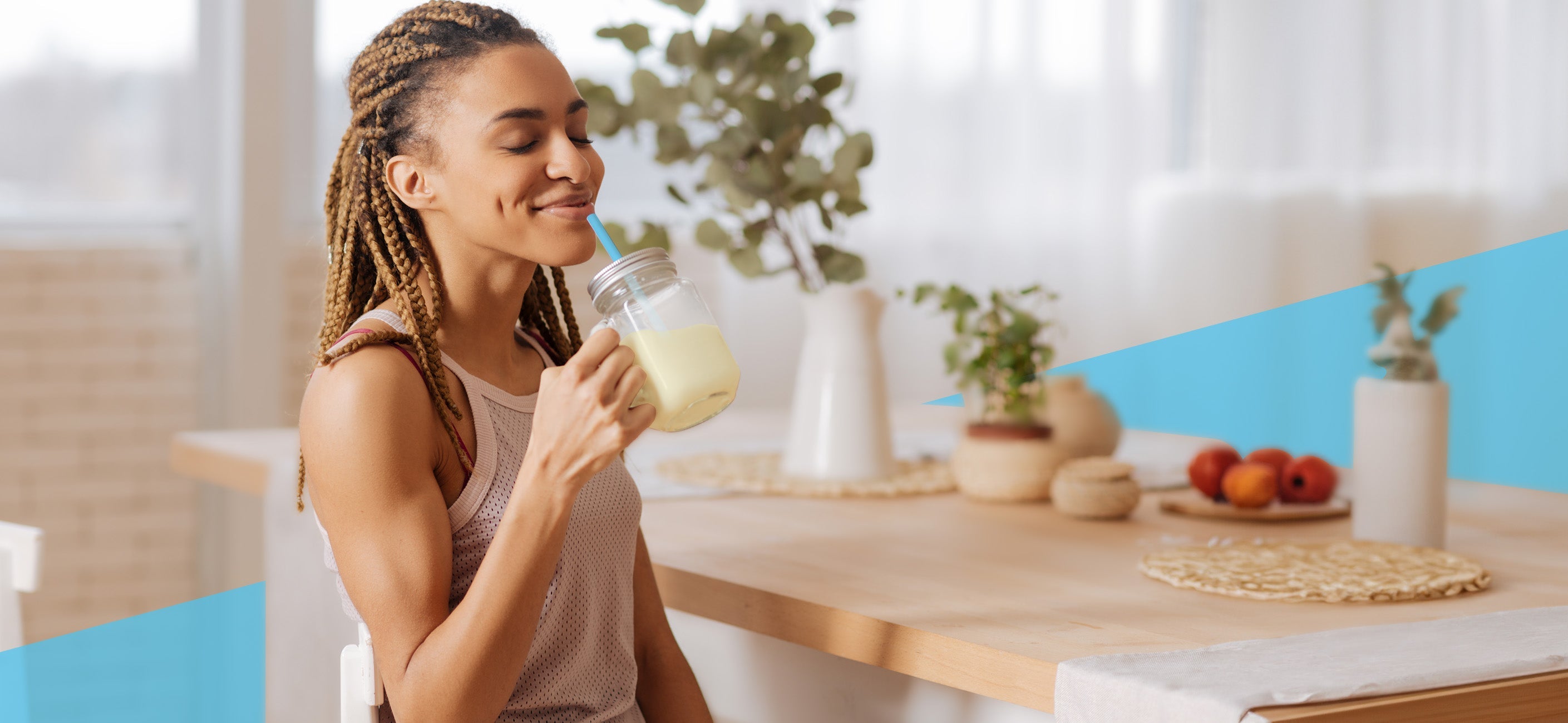 woman drinking health shake