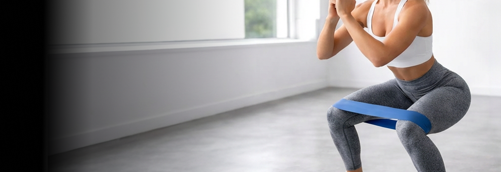 woman using resistance bands to workout