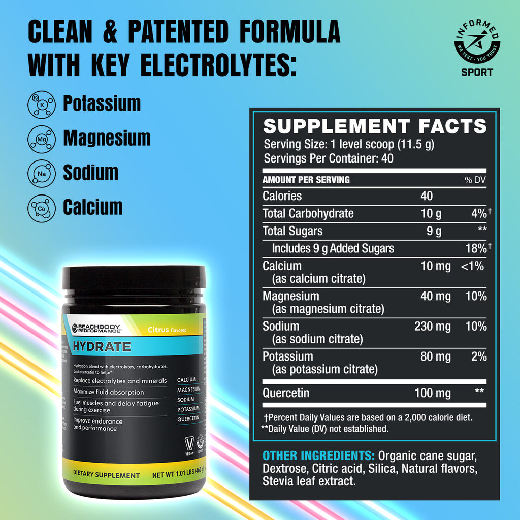 Hydrate supplement facts