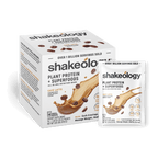 Shakeology Plant Protein + Superfoods shown as a retail box with a single sachet in front