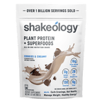 A stand-up pouch of Shakeology Plant Protein + Superfoods 