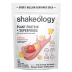 A stand-up pouch of Shakeology Plant Protein + Superfoods 